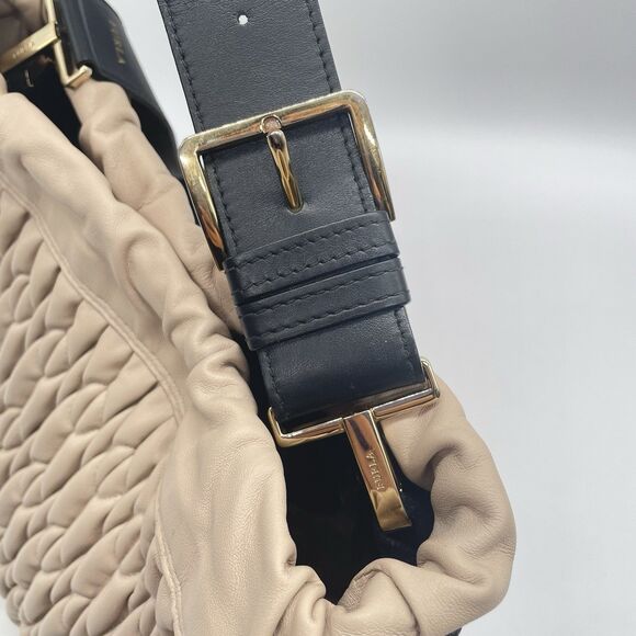 Furla Caos Quilted Leather Bucket Bag Beige Shoulder / Crossbody - Picture 7 of 11